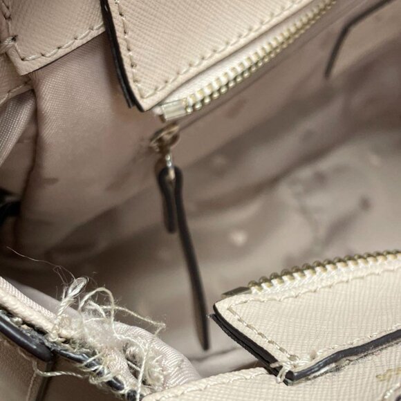 Kate Spade Laurel Way Reese Light Beige Cross-grain Leather Satchel Crossbody - Picture 2 of 6